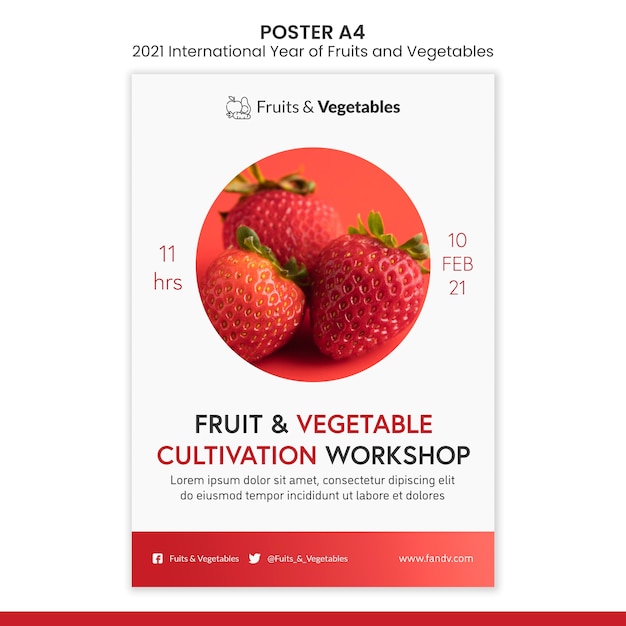 Internationaal jaar van groenten en fruit flyer-sjabloon