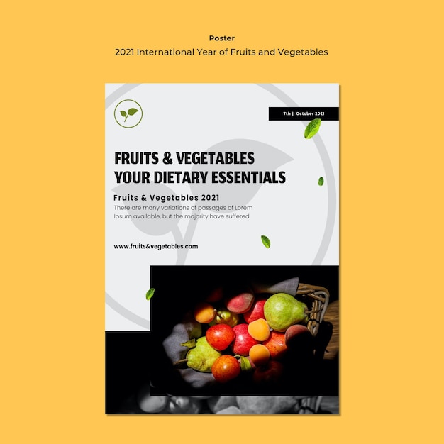 Gratis PSD internationaal jaar van groenten en fruit flyer-sjabloon