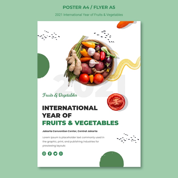 Internationaal jaar van groenten en fruit poster sjabloon