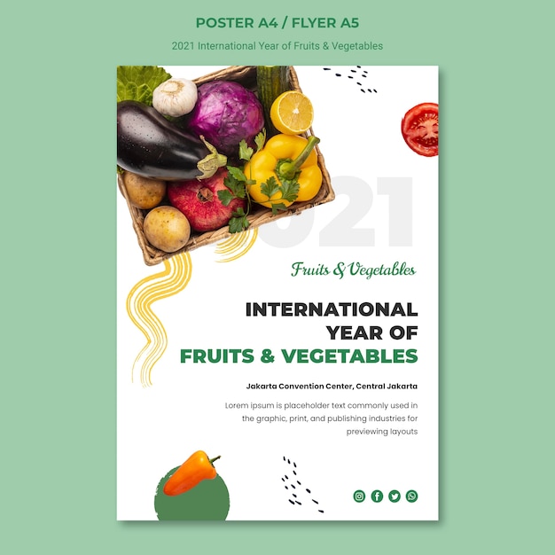 Internationaal jaar van groenten en fruit poster sjabloon