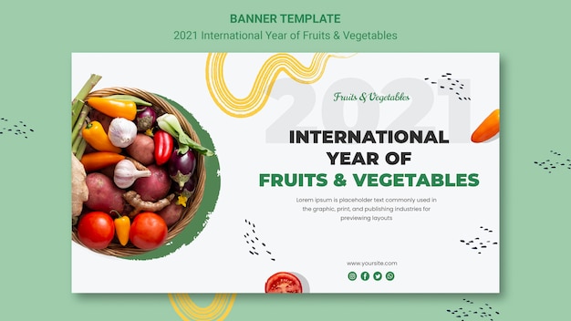 Internationaal jaar van groenten en fruit sjabloon voor spandoek