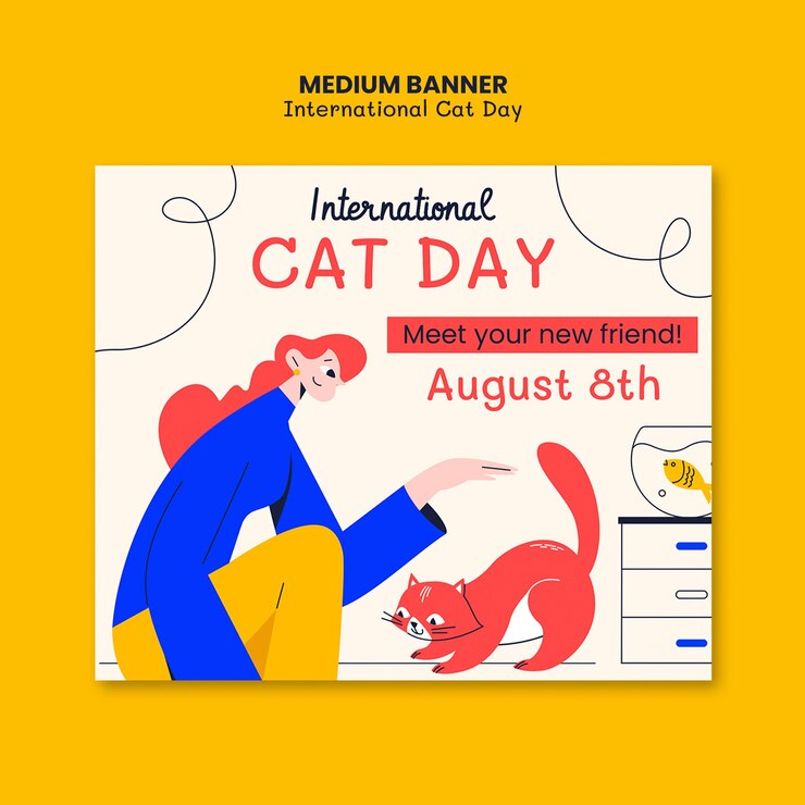 PSD Gratis international cat day template design