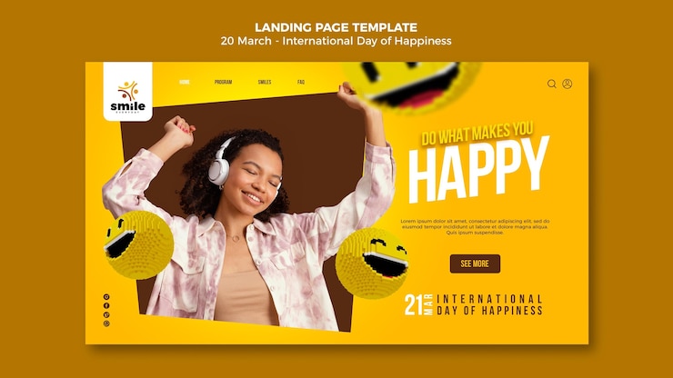 PSD Gratis international day of happiness web template