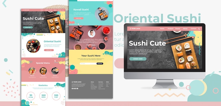 PSD Gratis international sushi day web interface and landing page
