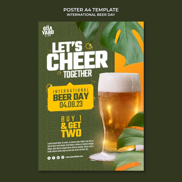 Gratis PSD internationale bierdag poster sjabloon