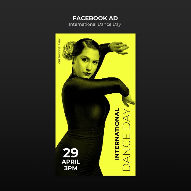 Internationale dag van de dans viering facebook sjabloon