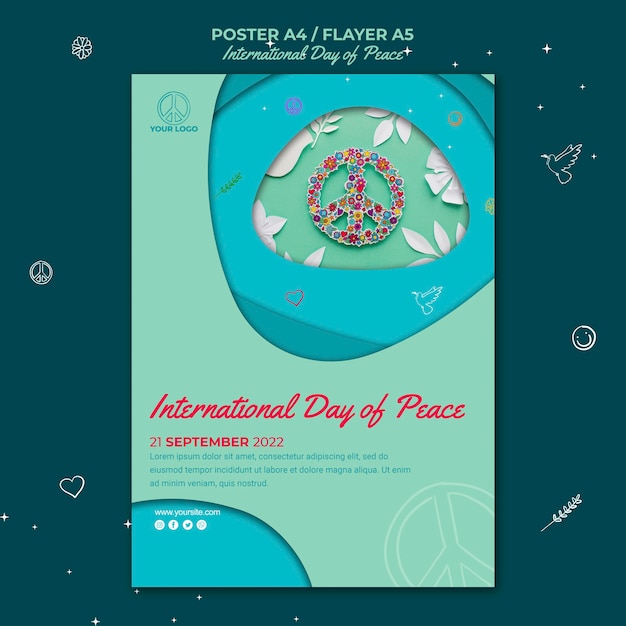 Gratis PSD internationale dag van de vrede-flyer