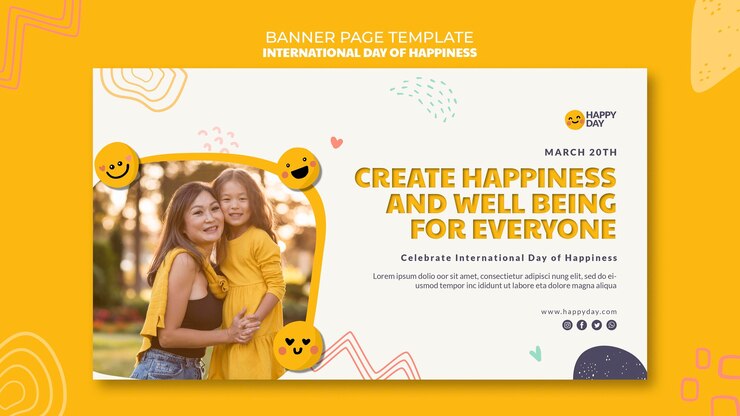 Gratis PSD internationale dag van geluk banner