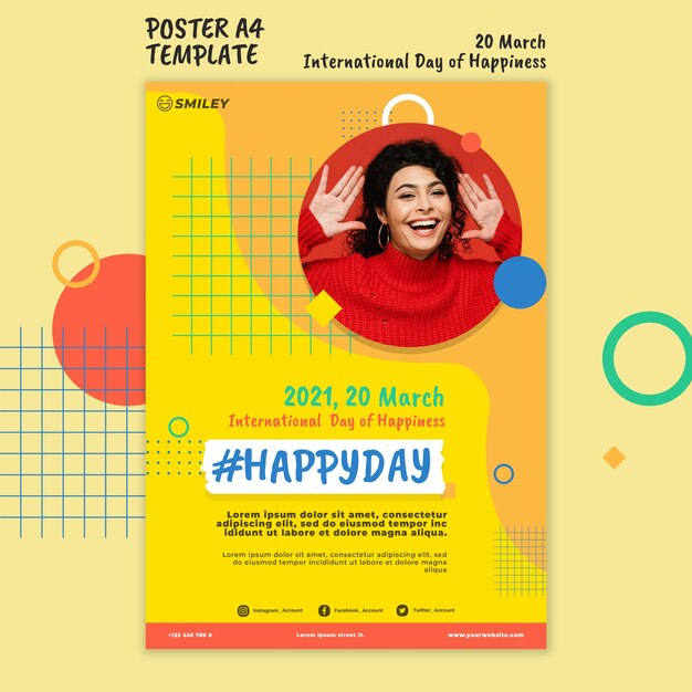 Gratis PSD internationale dag van geluk poster