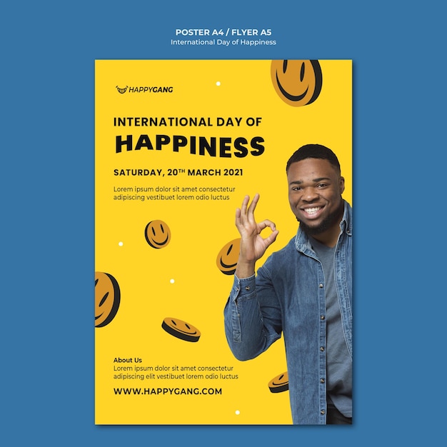 Gratis PSD internationale dag van geluk poster