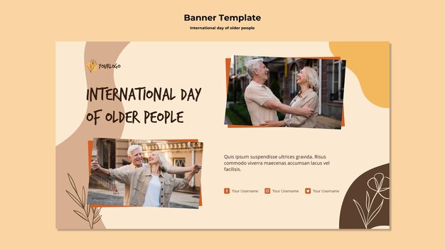 Internationale dag van ouderen advertentie sjabloon voor spandoek