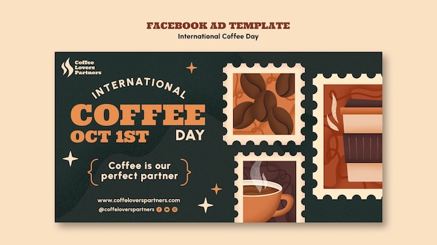 Gratis PSD internationale koffiedag facebook sjabloon