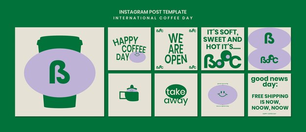 Internationale koffiedag instagram posts collectie