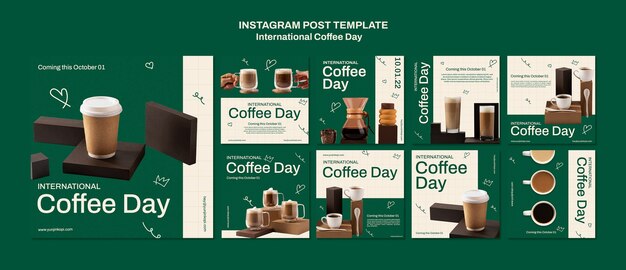 Internationale koffiedag instagram posts collectie