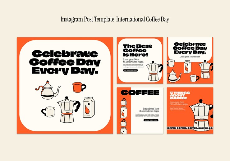 Gratis PSD internationale koffiedag instagram posts