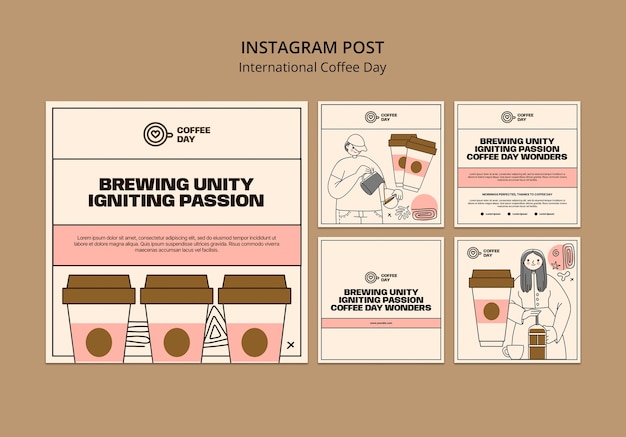 Gratis PSD internationale koffiedag instagram posts
