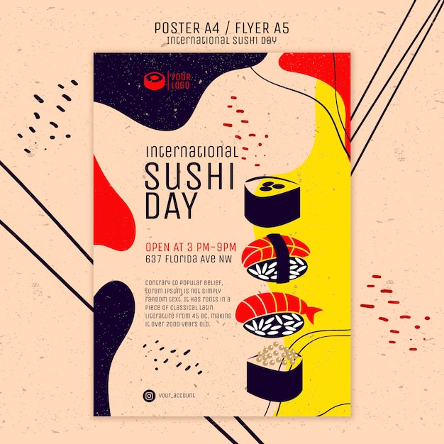 Internationale sushi dag flyer-sjabloon