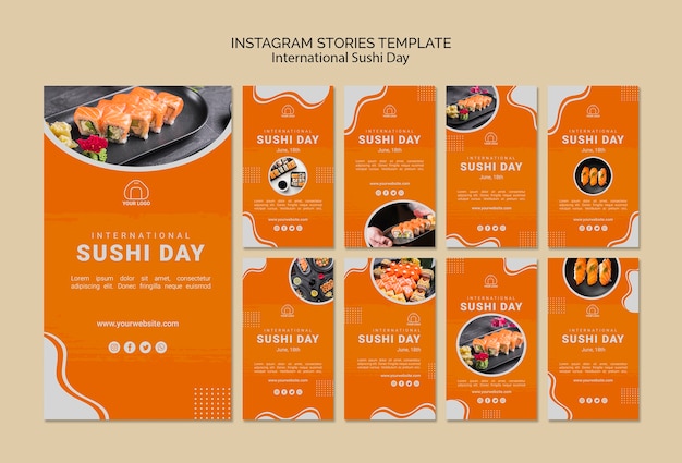 Gratis PSD internationale sushi-dag instagram verhalen sjabloon