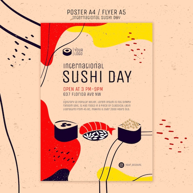 Internationale sushi dag poster sjabloon