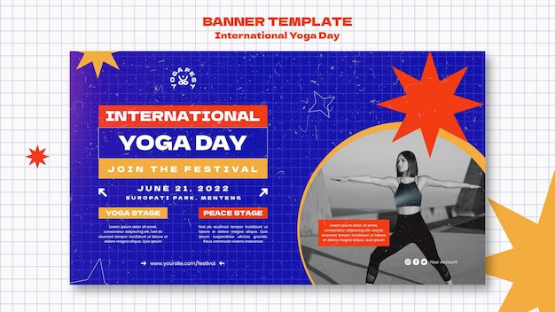 Gratis PSD internationale yoga dag banner sjabloonontwerp