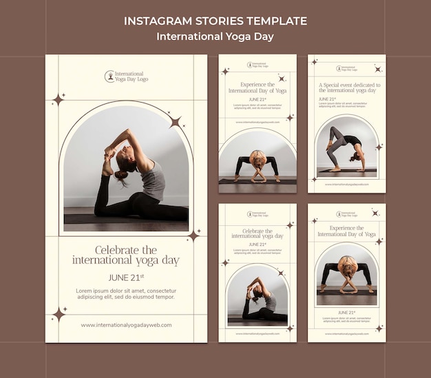 Internationale yoga dag instagram verhalen sjabloonontwerp