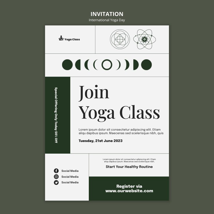 Gratis PSD internationale yoga dag uitnodiging sjabloon