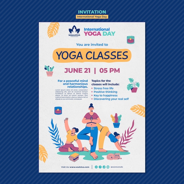 Internationale yoga dag uitnodiging sjabloon