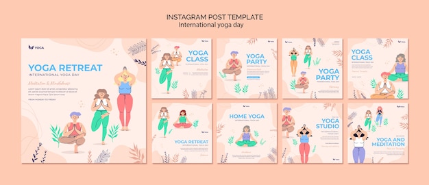 Gratis PSD internationale yogadag instagramberichten