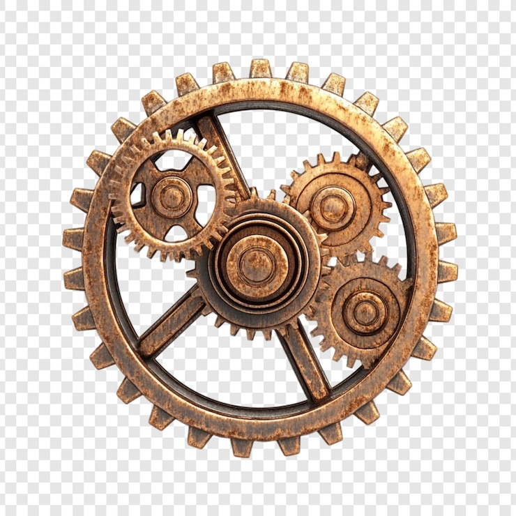 PSD Gratis intricate bronze gears interlocking seamlessly precision and movement