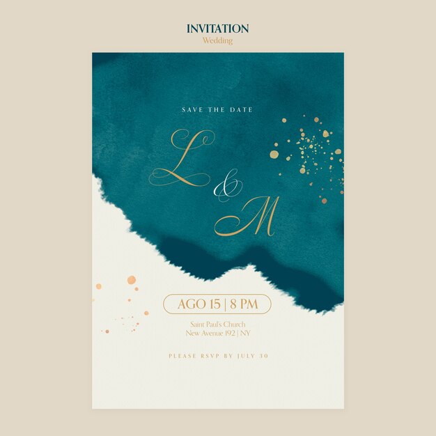 Invitación de celebración de boda en acuarela