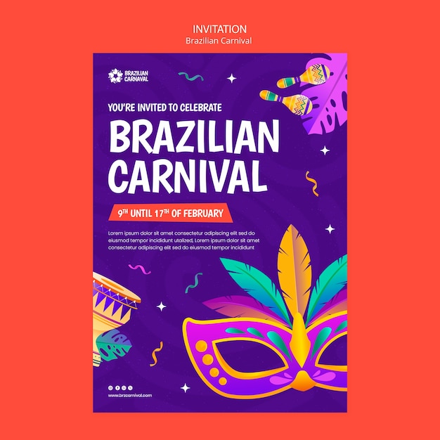 PSD gratuito invitación para la celebración del carnaval brasileño