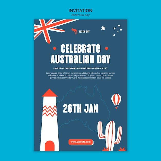 PSD gratuito invitación para la celebración del día de australia