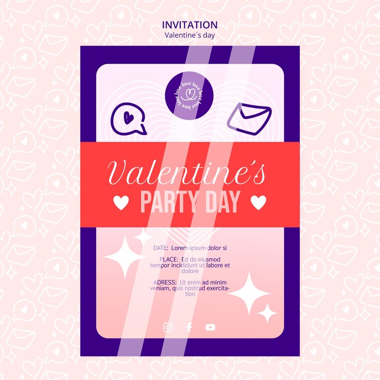 PSD gratuito invitación de celebración del día de san valentín dibujada a mano