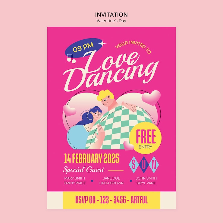 PSD gratuito invitación a la celebración del día de san valentín