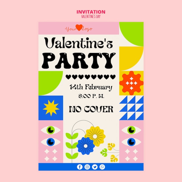 PSD gratuito invitación a la celebración del día de san valentín