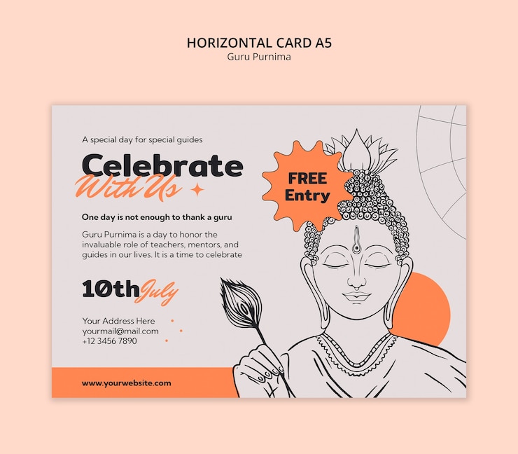 PSD gratuito invitación para la celebración de guru purnima