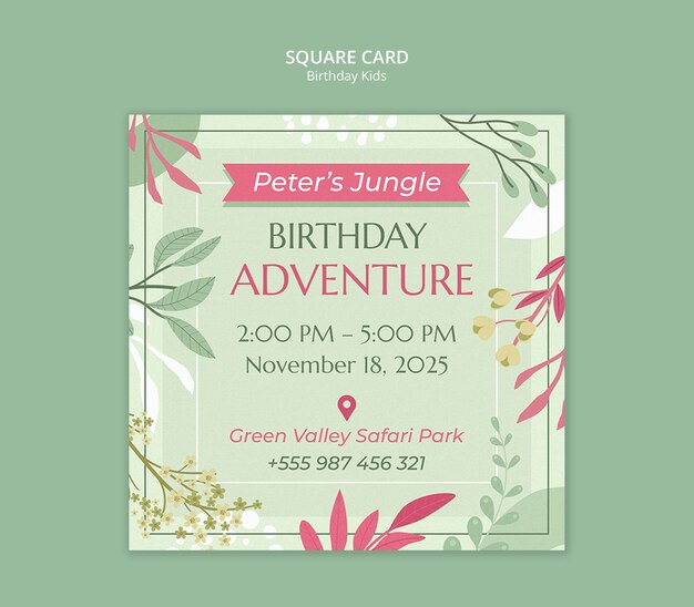 Invitación de cumpleaños de la aventura de la jungla