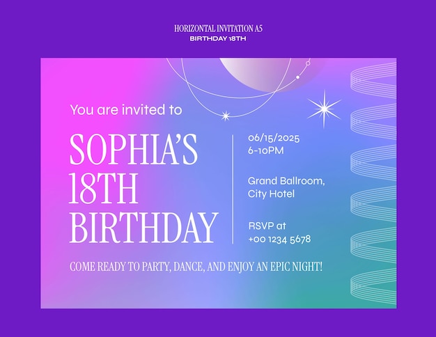 La invitación para el cumpleaños número 18 de Sophia.