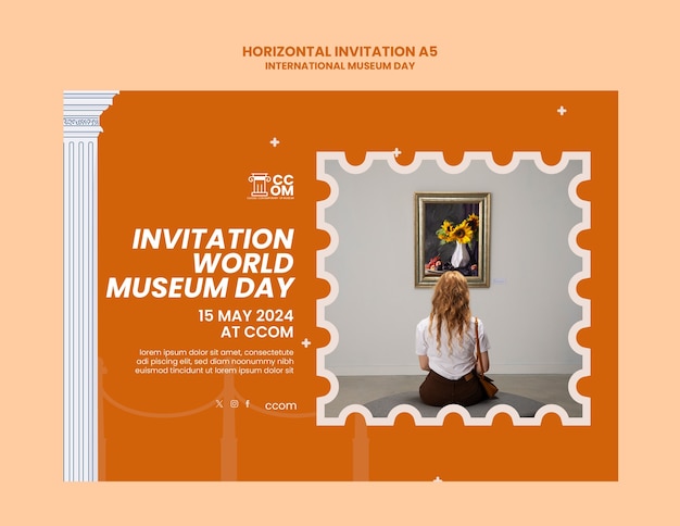 PSD gratuito invitación para el día internacional de los museos