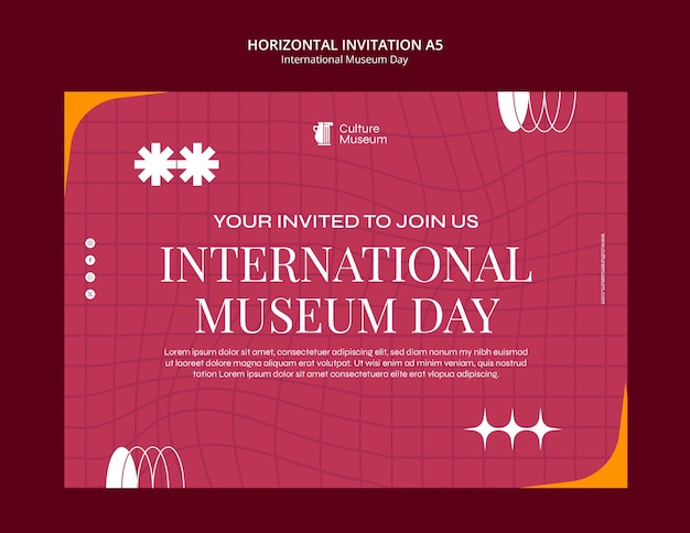 PSD gratuito invitación para el día internacional de los museos