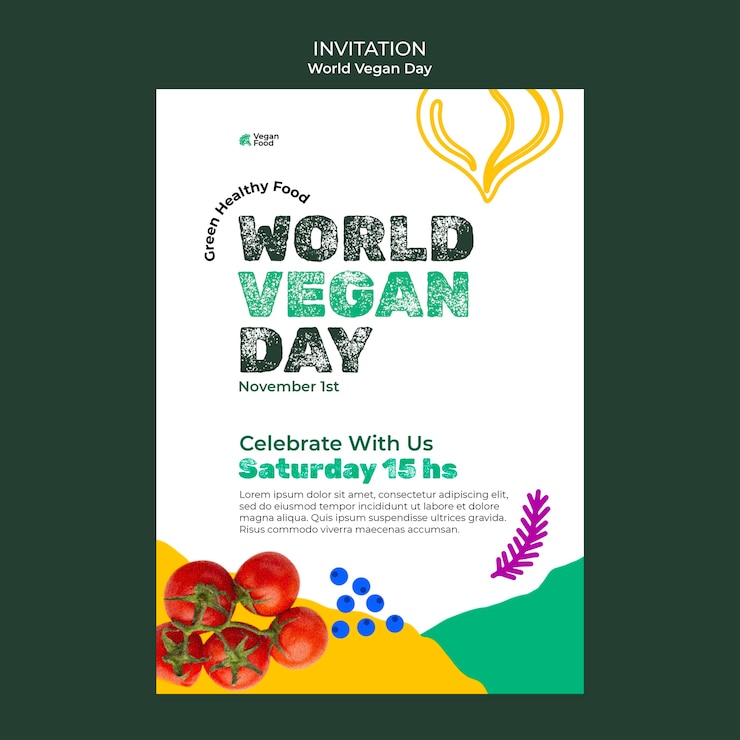 PSD gratuito invitación del día vegano mundial abstracto