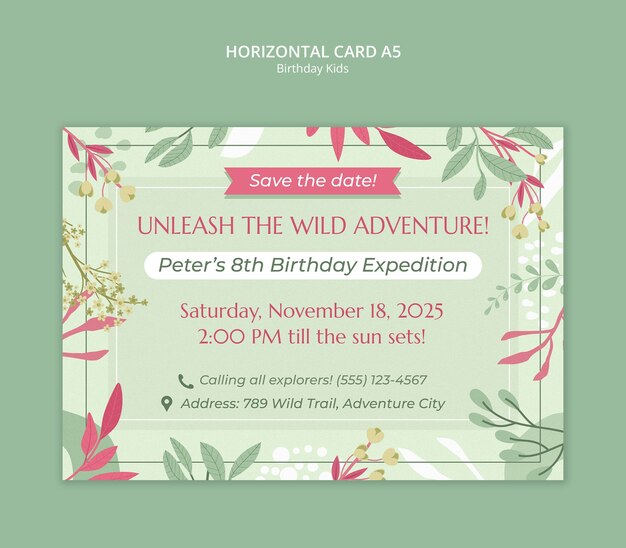 La invitación de la expedición del octavo cumpleaños de Peter