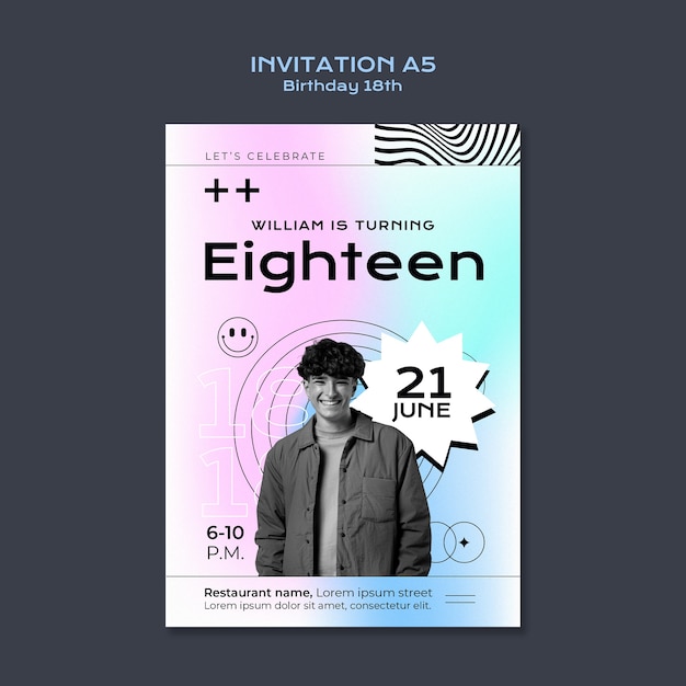 Invitación a la fiesta de cumpleaños de dieciocho años