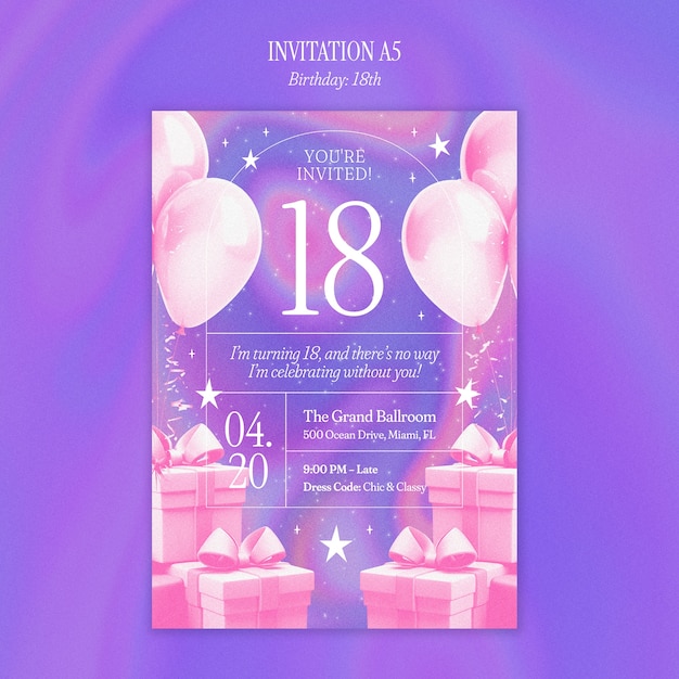 Invitación a la fiesta de cumpleaños número 18