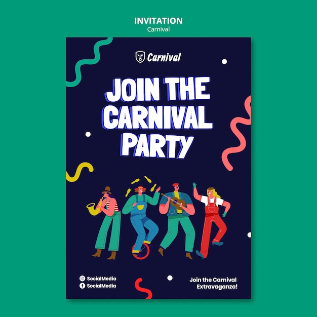 Gratis PSD invitatiemodel voor carnavalsfeesten