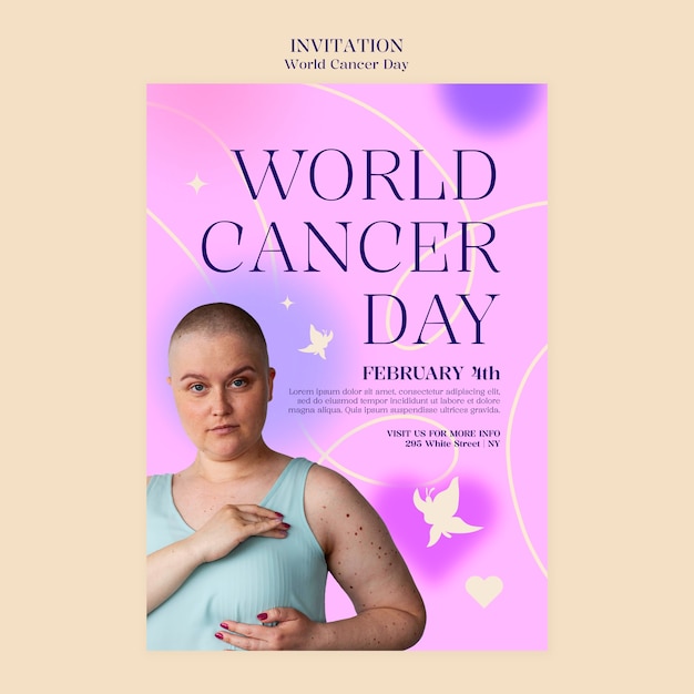 Gratis PSD invitatiemodel voor wereldkankerdag
