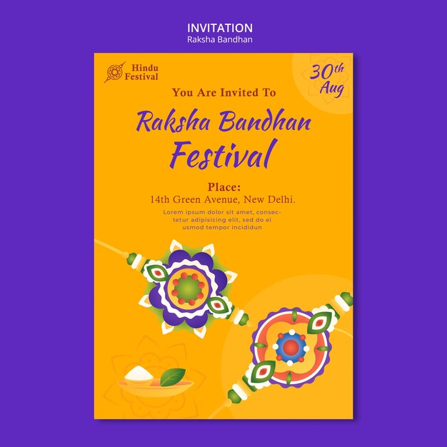 Invito alla celebrazione del design piatto raksha bandhan