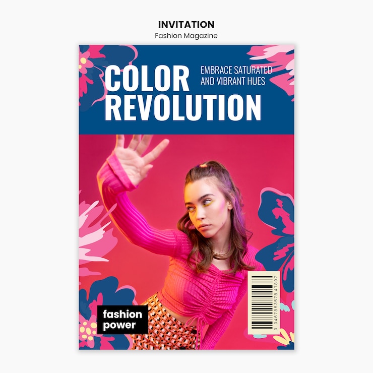 PSD gratuito invito alla rivista di moda flat design