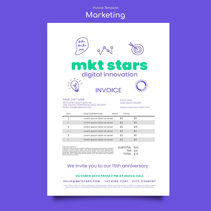 PSD Gratis invoice template for marketing company