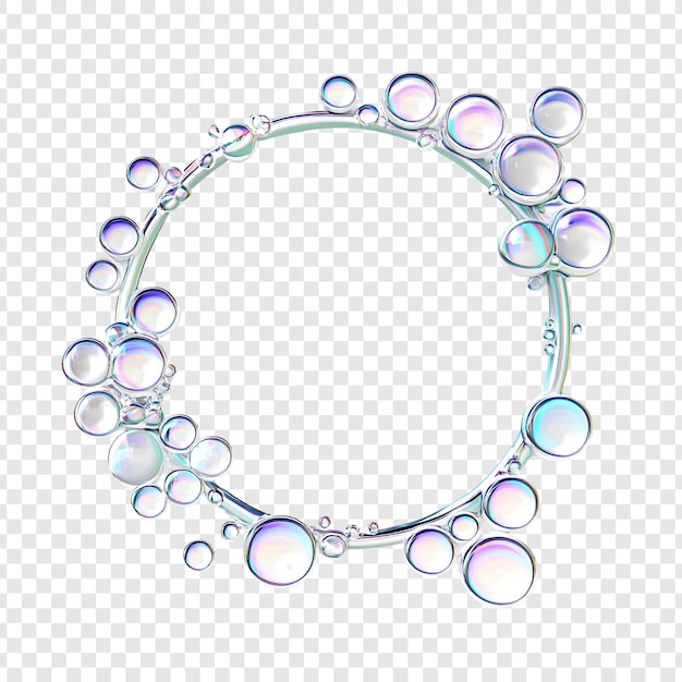 Iridescent Bubbles Frame Circular Un impresionante visual de burbujas de jabón dispuestas en un círculo perfecto para proyectos de diseño
